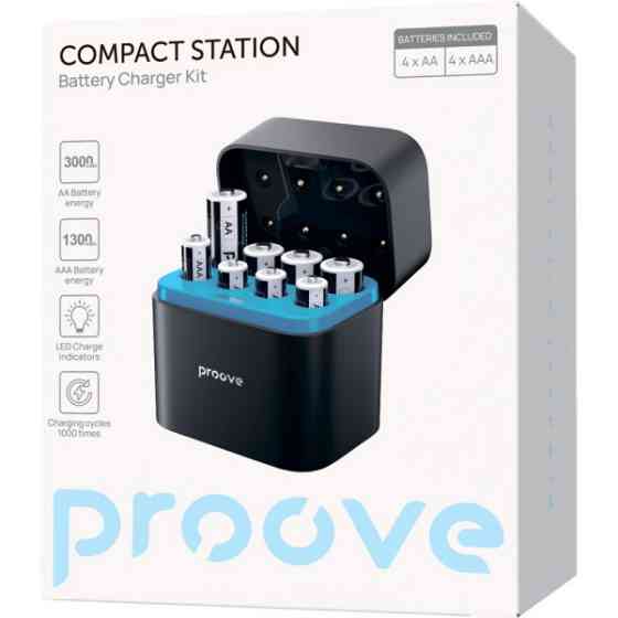 Зарядний Пристрій з АКБ Proove Compact Station 8pcs (4xAAA + 4xAA) Black (RBCS00000001) Харьков