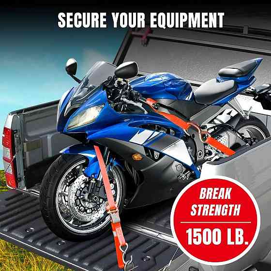 Набор стяжных ремней с храповым механизмом, S-крюками и защитными петлями (Soft Loops) 4 шт., 680 кг Харків