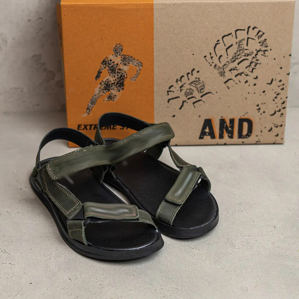 Мужские кожаные сандалии green Киев - изображение 5