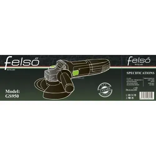 🔧 Кутова шліфувальна машинка 125 мм GS950 Felső (950 Вт) ⚡ Львів - зображення 2
