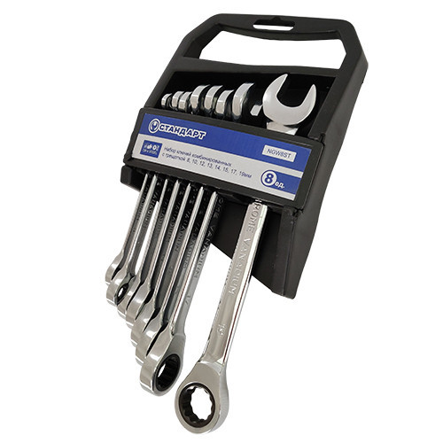 Набор ключей трещоточных комбинированных 8-19мм 8ед. СТАНДАРТ NGW8ST Харьков - изображение 1