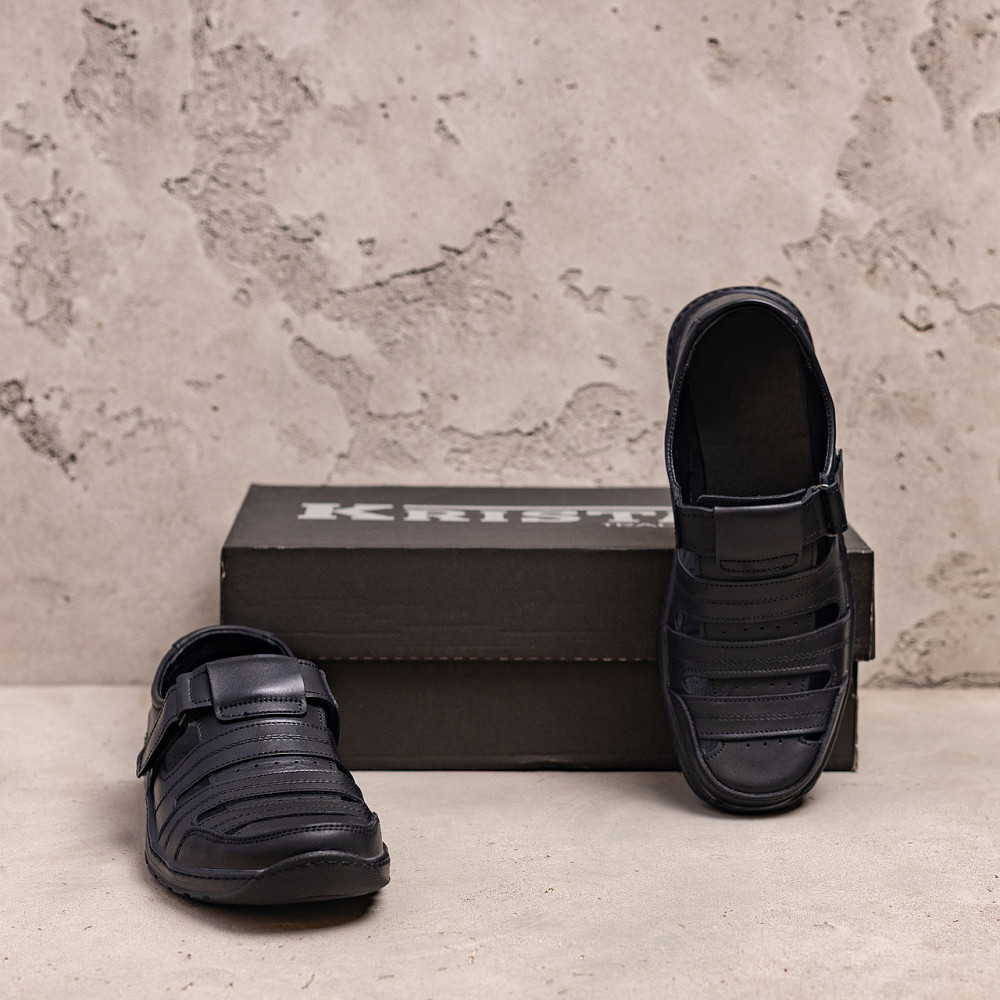 Мужские кожаные летние туфли Lara  Black Київ - зображення 11