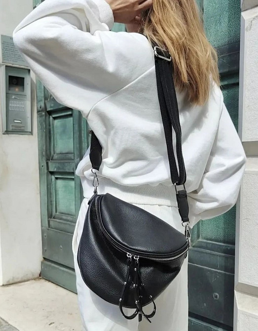 Бананка в натуральній шкірі Італія крос-боді широкий ремінь TS000054 Одеса - зображення 1