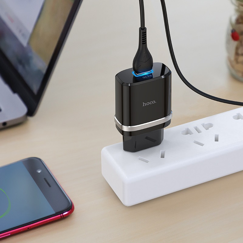 СЗУ Hoco C12Q Smart QC3.0 3A (1USB-A) + кабель USB to MicroUSB Херсон - зображення 5