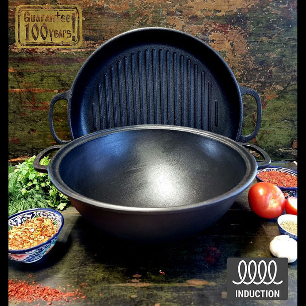 Казан чугунный WOK Maysternya с крышкой-сковородой 8 л Т405СРGr Одесса - изображение 1