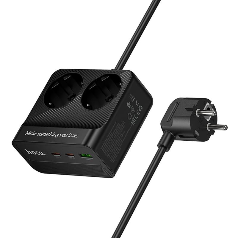 Удлинитель Hoco AC27 Descanso (PD30W/2C/1A/2xSocket) (2m) Херсон - изображение 3
