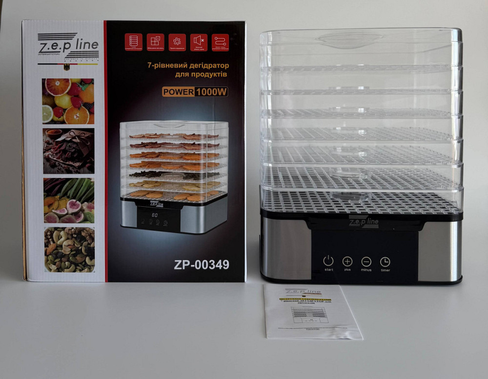 Сушилка для продуктов 7 ярусов Zepline ZP-00349 1000 Вт серебристая Київ - зображення 2