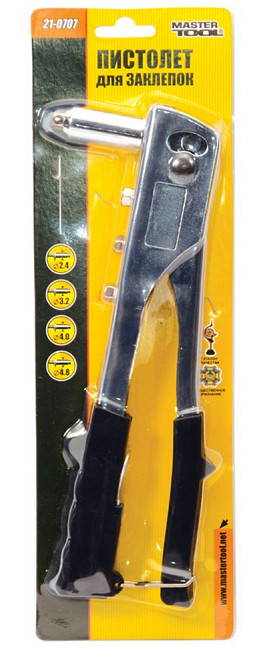Пистолет для заклепок MASTERTOOL 250 мм Ø 2.4/3.2/4.0/4.8 мм хромированный корпус 21-0707 Харьков - изображение 2