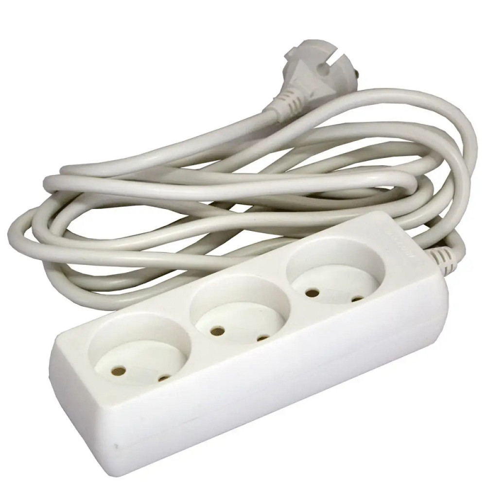 Удлинитель сетевой кассетный на 3 розетки Grunhelm WO3W3M 3 м белый Київ - зображення 1