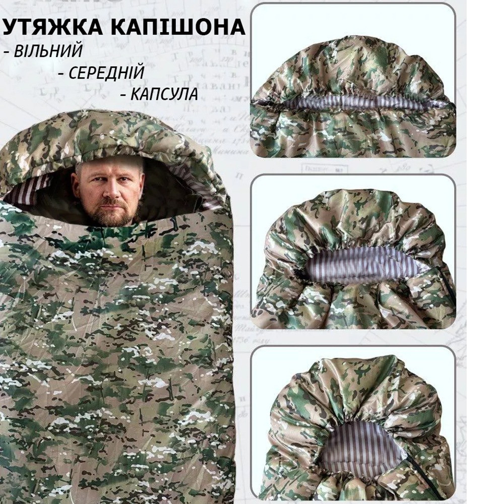 Універсальний спальний мішок Арктика до -25, тактичний зимовий спальник , військовий мультикам Одесса - изображение 8