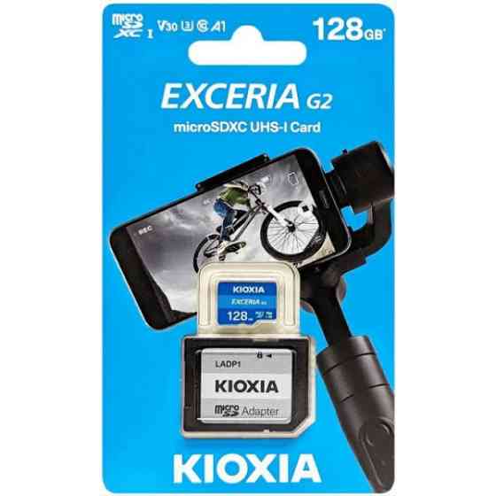 Карта пам'яті Kioxia microSDXC 128GB Exceria G2 UHS-I U3 V30 A1 Class  + SD-адаптер (LMEX2L128GG2) Харків