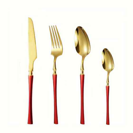 Набор столовых приборов Leeseph 20 предметов 5 персон красный Mv053 Одеса