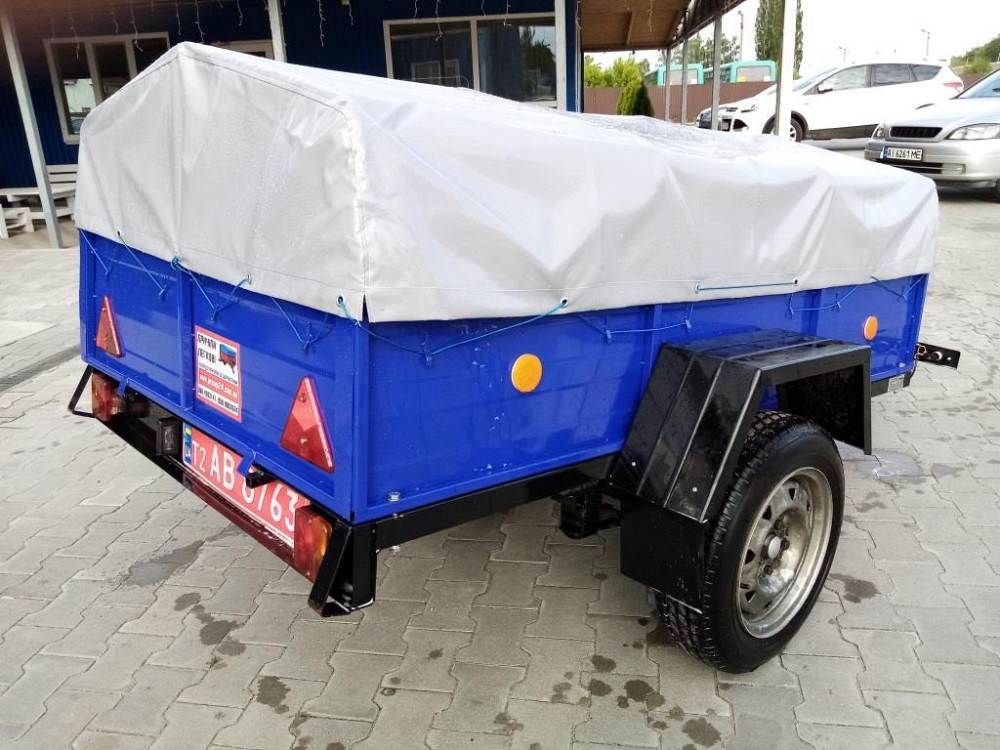 Тент сірий на легковий причіп Палич ПГМФ-8302 2,00 х 1,20 ПВХ Єврофура Барышевка - изображение 1