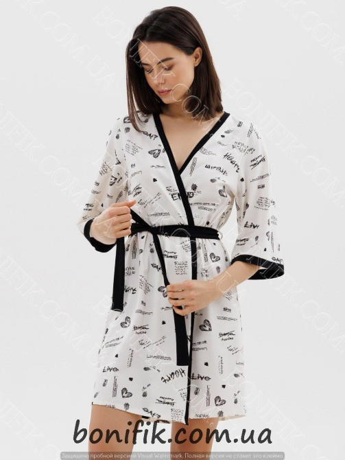 Женский домашний халат с рисунком "Dreamy Hearts" (16801) (арт. 1770) Кривий Ріг - зображення 4