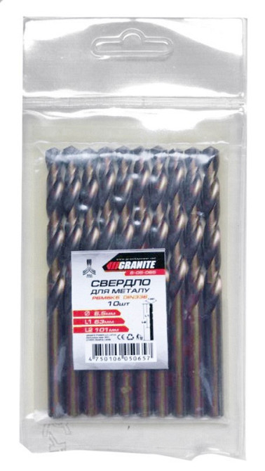 Сверло для металла GRANITE COBALT HSS 6.5х101 мм DIN338 6-05-065 Харьков - изображение 2