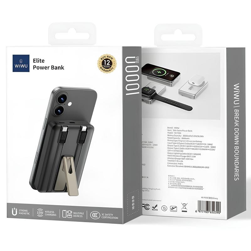 Портативное ЗУ Power Bank WIWU Wi-P056 22.5W+PD20W с БЗУ+iWatch with cable 10000 mAh Херсон - зображення 3