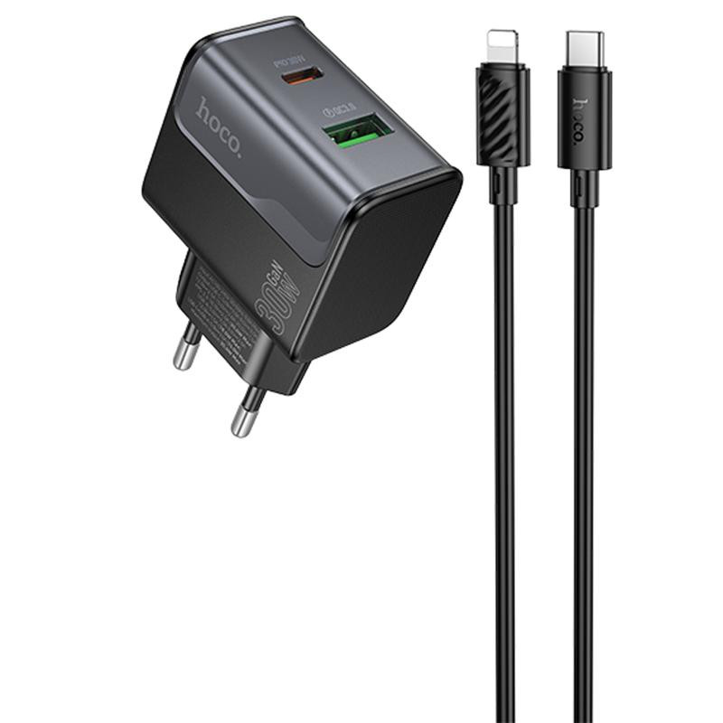 СЗУ Hoco CS73A Star Speed PD30W+QC3.0 (1USB-A/1C) + кабель Type-C to Lightning Херсон - изображение 1
