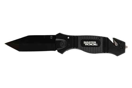 Нож складной MASTERTOOL "ELMAX" 207х37х16 мм черное нержавеющее лезвие алюминиевая рукоятка стропоре Харків