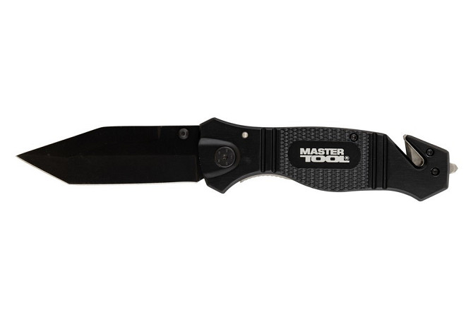 Нож складной MASTERTOOL "ELMAX" 207х37х16 мм черное нержавеющее лезвие алюминиевая рукоятка стропоре Харьков - изображение 4