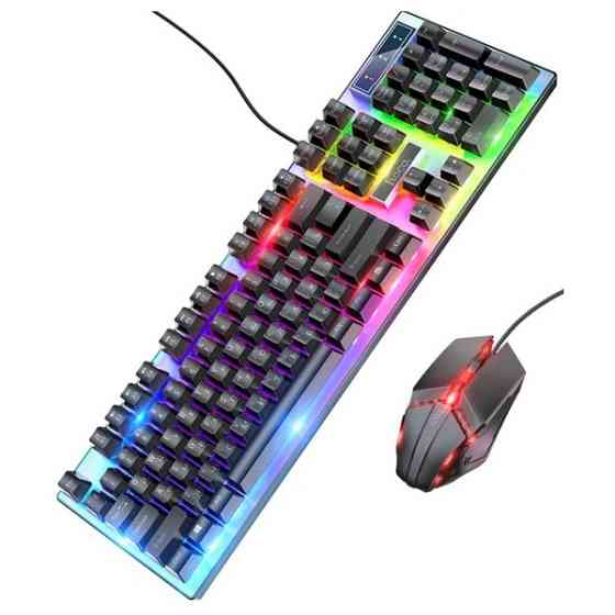 Комплект (клавіатура, мишка) Hoco GM18 USB RGB Black Харків