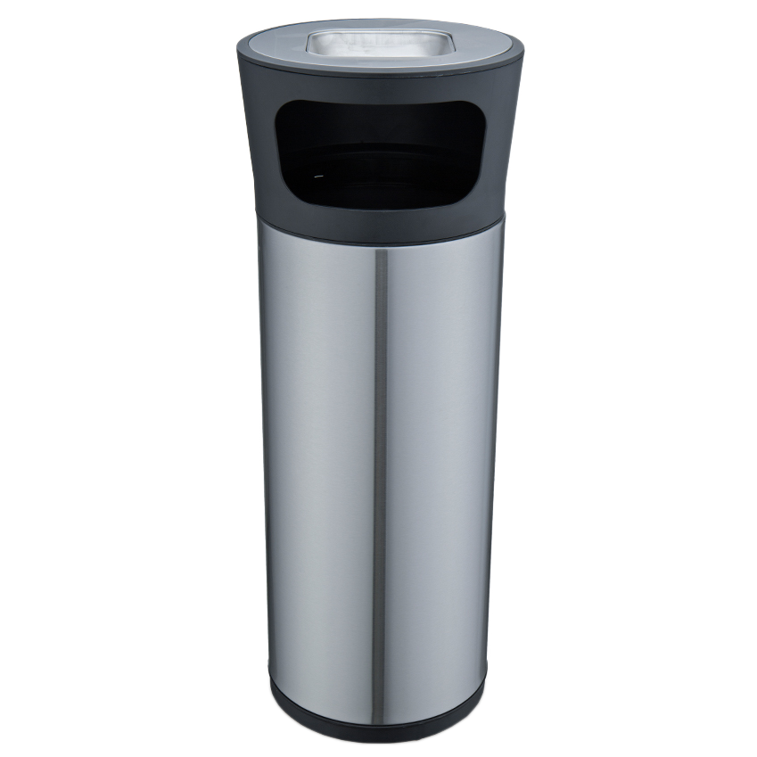 Урна с пепельницей JAH 20 л круглая серебряный металлик Київ - зображення 1