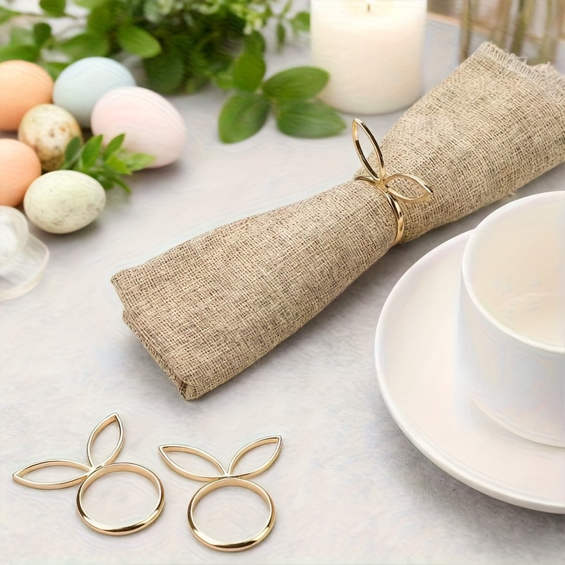 Пасхальные кольца для салфеток Leeseph с ушками золотые, набор 6 шт Одеса - зображення 5