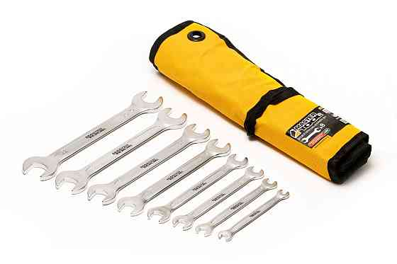 Ключи рожковые MASTERTOOL PROFI COLD STAMPED набор 8 шт (6х7-20х22 мм) CrV DIN3110 70-1108 Харків