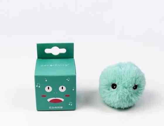 Інтерактивна іграшка м'ячик волохатий для кішок зі звуками птахів 10080 5 см блакитний Киев