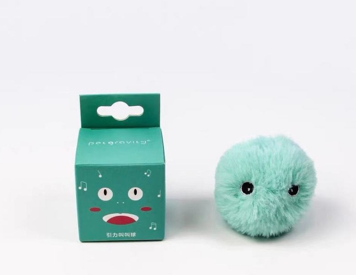 Інтерактивна іграшка м'ячик волохатий для кішок зі звуками птахів 10080 5 см блакитний Киев - изображение 1