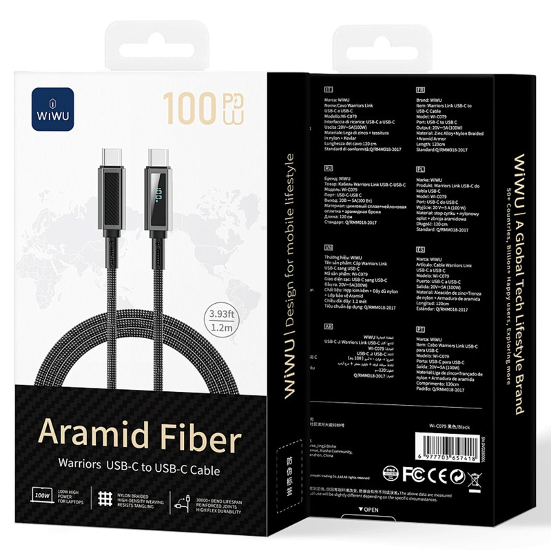 Дата кабель WIWU C079 Warriors Type-C to Type-C 100W (1.2m) Херсон - изображение 6