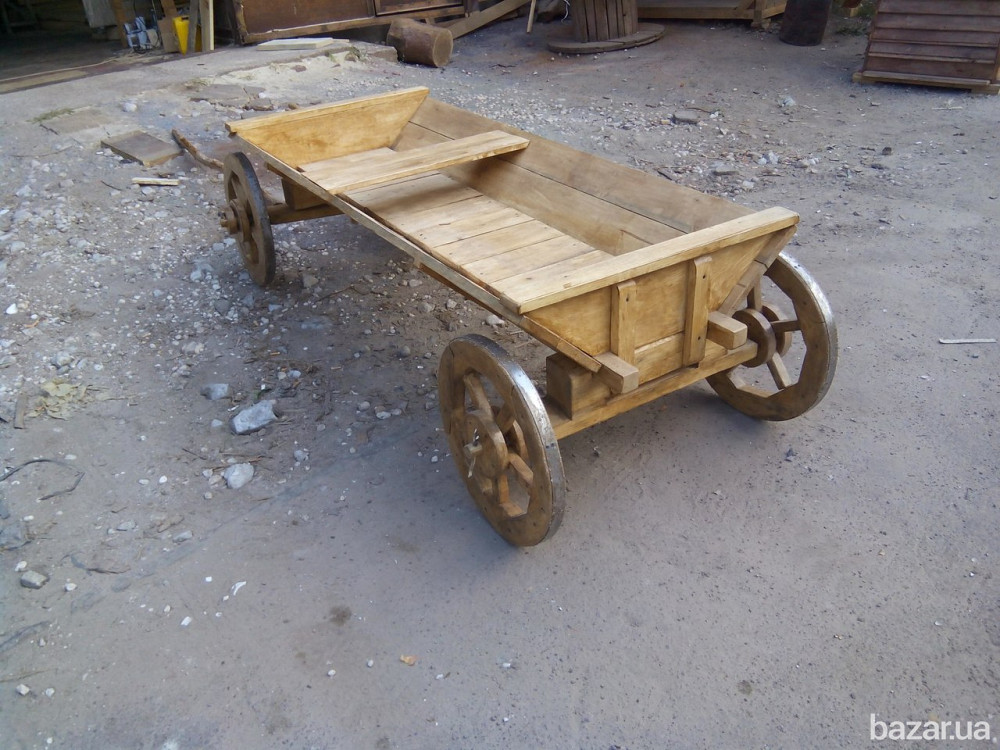 Візок садовий. Возик дерево. Декоративная телега. Воз из дерева. Деревянные колеса для телег Київ - зображення 3