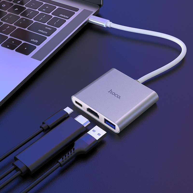 Переходник HUB Hoco HB14 Type-C to USB3.0+HDMI+PD Херсон - зображення 7