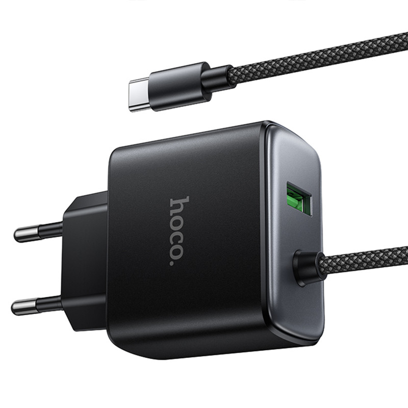 СЗУ Hoco C164A New PD30W+QC3.0 (1USB-A/1C) + встроенный кабель Type-C Херсон - изображение 4