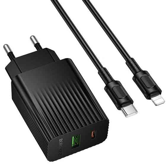 СЗУ Borofone BAS76A Source PD30W+QC3.0 (1USB-A/1C) + кабель Type-C to Lightning Херсон