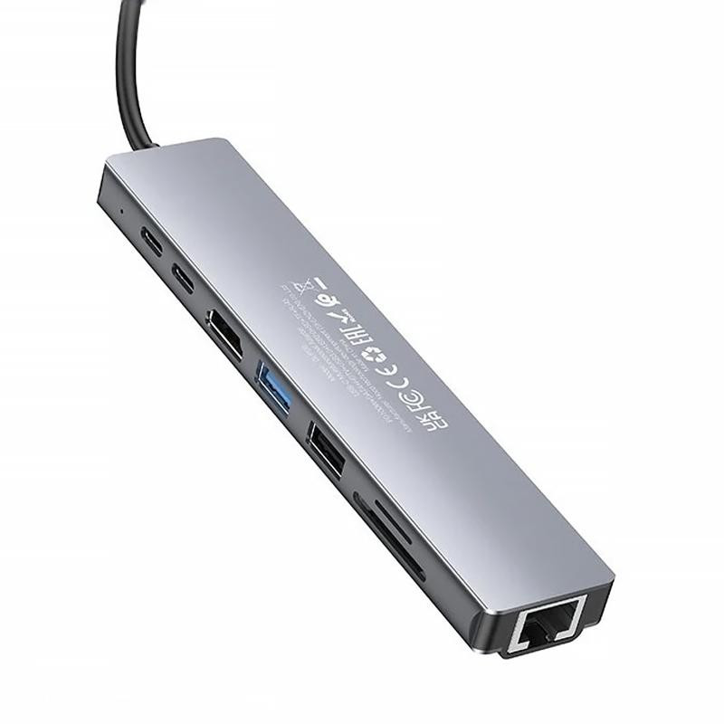 Переходник HUB Hoco DUP09 (Type-C to HDMI+USB 3.0+USB 2.0+2xType-C+SD/TF) Херсон - зображення 3