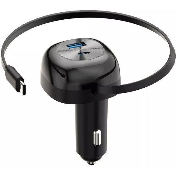Автомобільний зарядний пристрій Proove Pulsar 65W (Type-C + USB) + Retractable Type-C Cable Black (C Харків - зображення 1