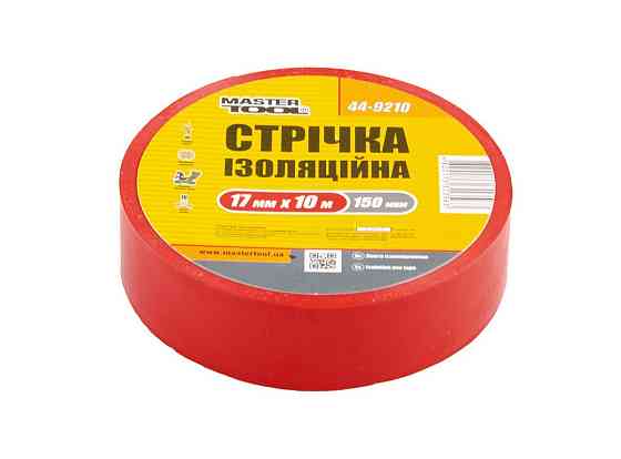 Лента изоляционная MASTERTOOL PVC 17 мм×10 м 10 шт красная 44-9210 Харьков