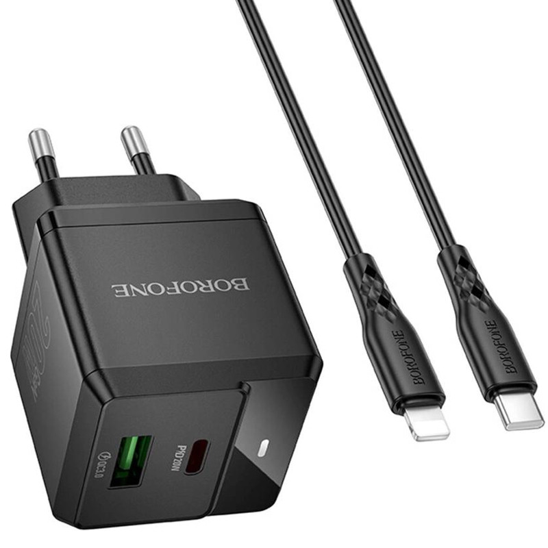 СЗУ Borofone BN19 Intenso PD20W+QC3.0 (1USB-A/1C) + кабель Type-C to Lightning Херсон - зображення 1