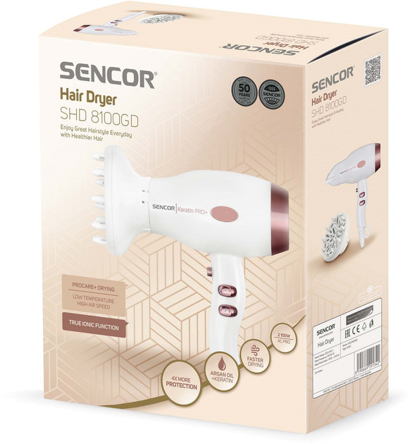 Фен Sencor SHD 8100GD 2100 Вт белый Київ - зображення 6