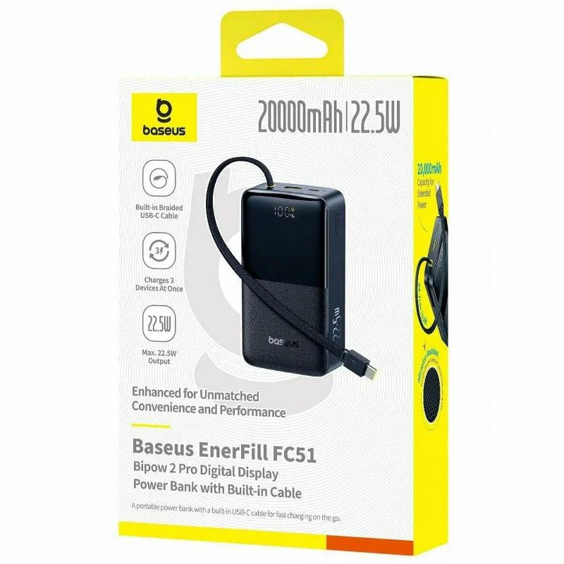 Портативное ЗУ Power Bank Baseus EnerFill FC51 Bipow2 Pro 22.5W 20000 mAh (E00277) Херсон - зображення 4