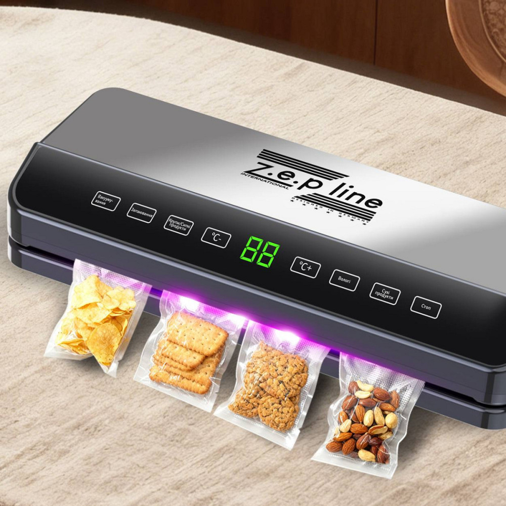 Вакууматор с 20 вакуумными пакетами и рулоном Zepline ZP-00359 200 Вт серебристый Київ - зображення 1