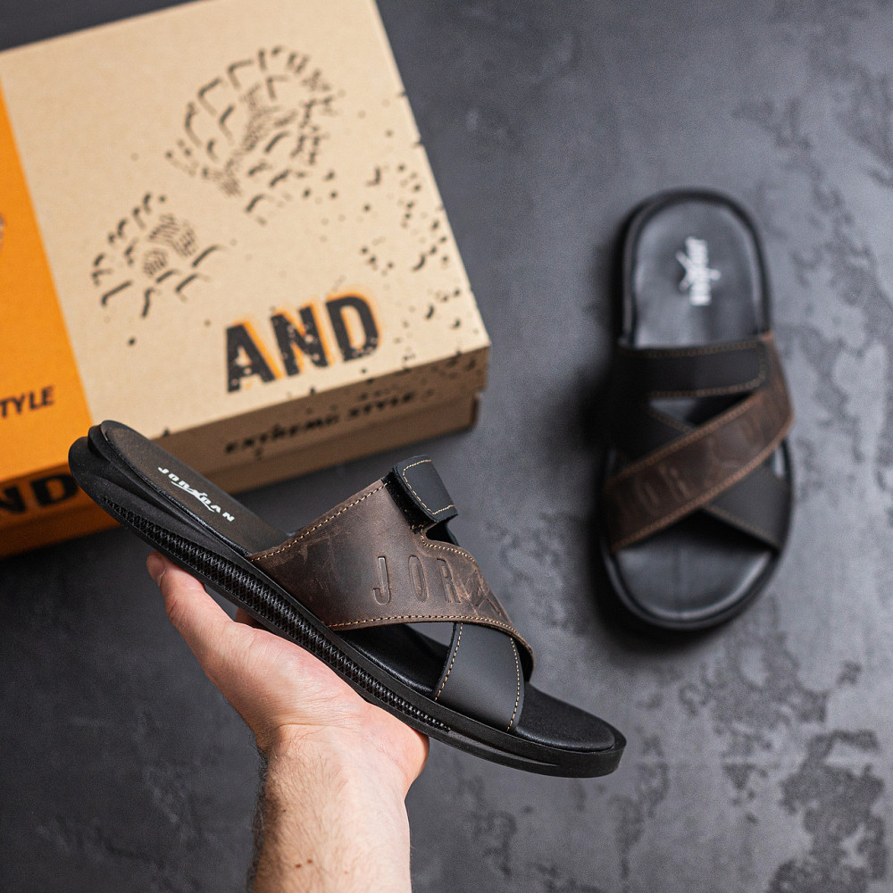 Мужские кожаные  летние шлепанцы-сланцы Jordan Київ - зображення 9
