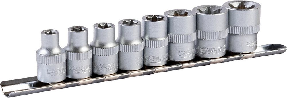 Набор головок торцевых E-TORX MASTERTOOL ⅜" E8-E20 CrV 8 шт 78-3808 Харків - зображення 1