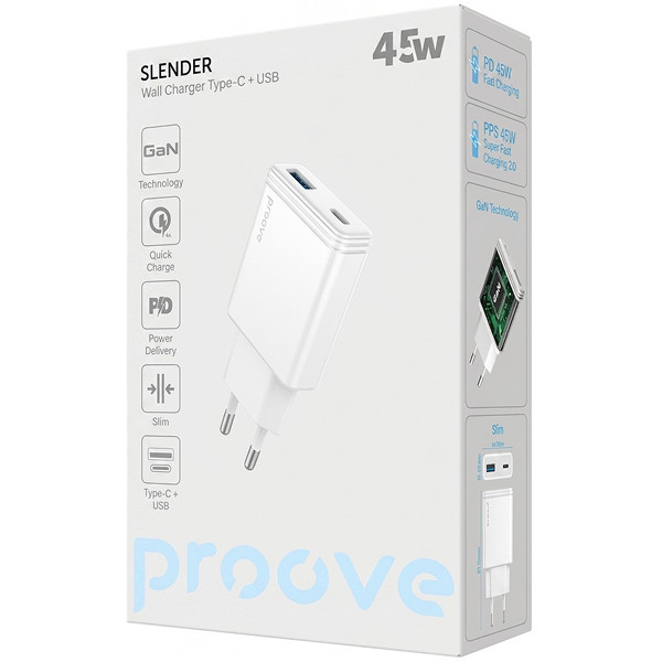 МЗП Proove Slender 45W (Type-C + USB) White (WCSL45110002) Харків - зображення 7