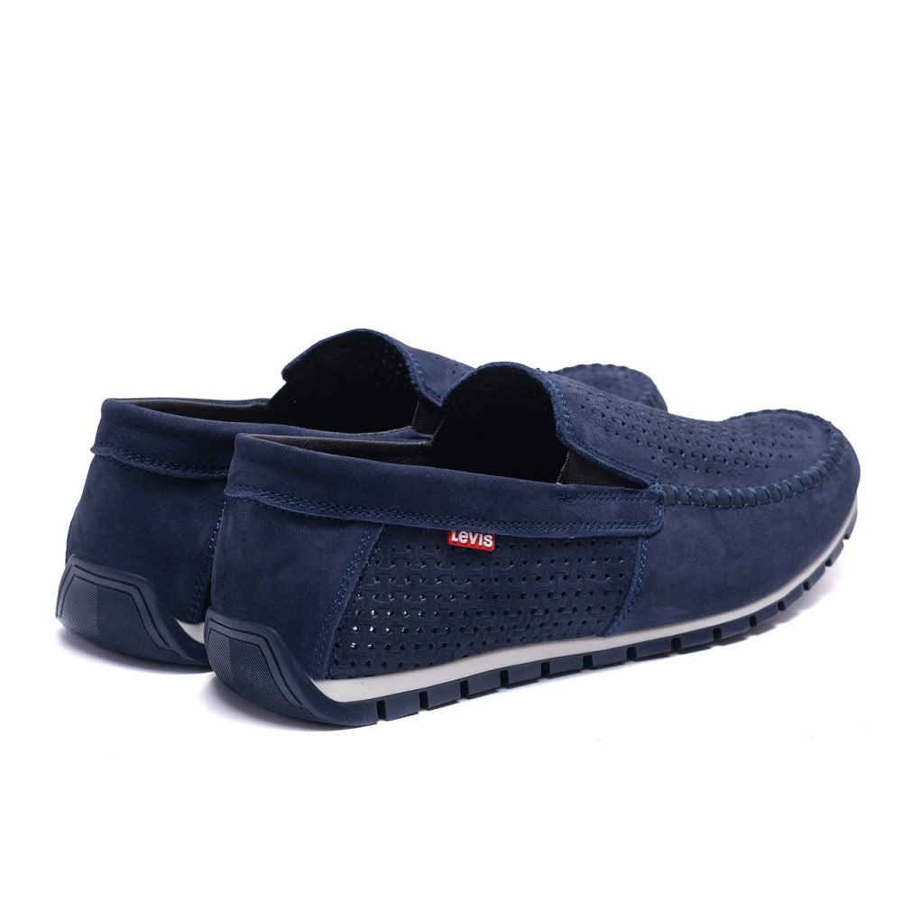 Мужские летние кожаные мокасины  LS перфорация Dark blue Киев - изображение 4