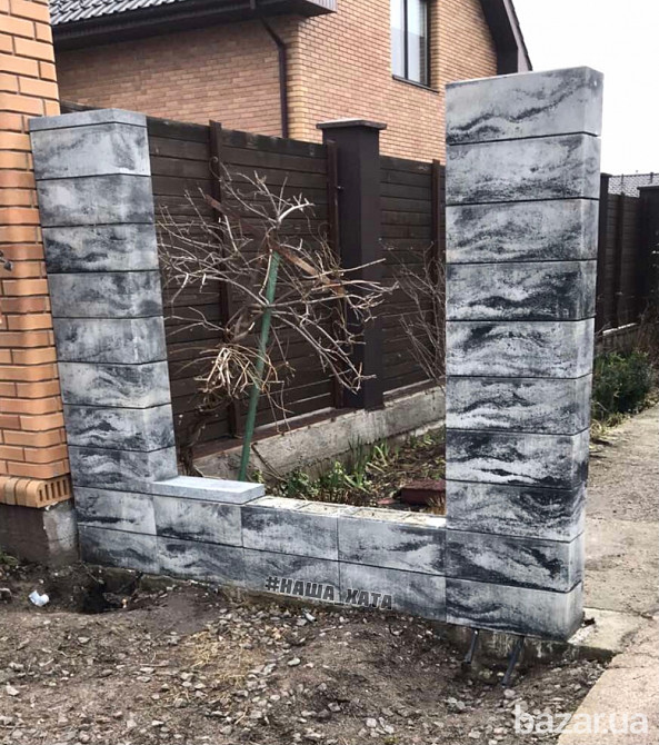 Паркан з блоків в стилі Лофт, з секціями Ранчо, Жалюзі Львов - изображение 5