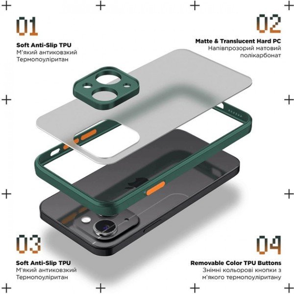 Панель ArmorStandart Frosted Matte для Xiaomi Redmi Note 13 5G Dark Green (ARM71882) (Код товару:333 Харків - зображення 3
