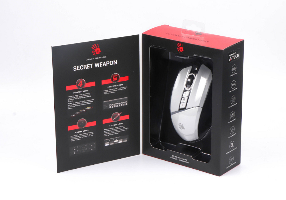 Мышь компьютерная безпроводная Bloody W60 Max Panda White белая с черным Київ - зображення 7