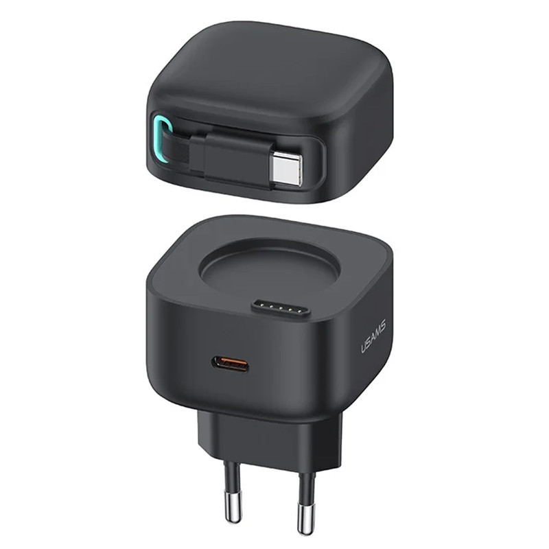 СЗУ Usams US-CC202 GaN With Type-C Magnetic Retractable Cable Module XMF Ser. 35W (2USB-C) Херсон - зображення 1
