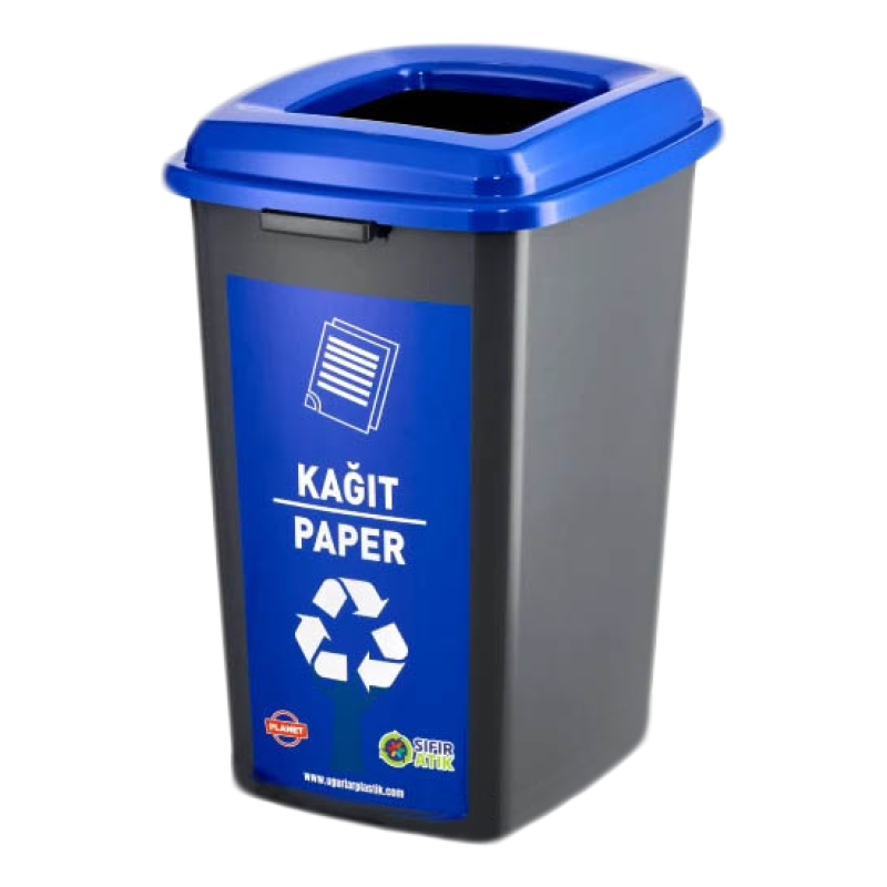 Бак для сортировки мусора 50 л Planet "Бумага" антрацитовый-синий 20309 Київ - зображення 1